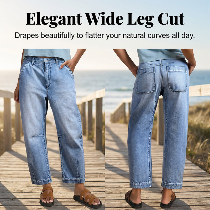 👖✨ PROMO FLASH 50% ! Jean Femme Droit 7/8 – Taille Mi-Haute, Jambe Large Effilée, Délavé Vintage, Coupe Flatteuse 🌟