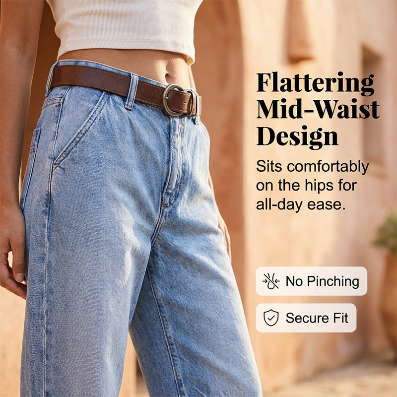 Jean droit court à taille haute pour femme