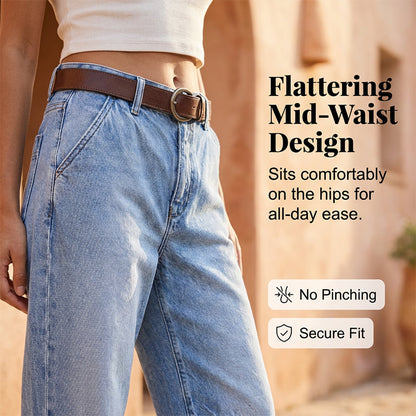 Jean droit court à taille haute pour femme