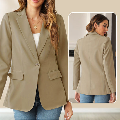 💃Veste élégante à boutons à revers de couleur unie et douce💞