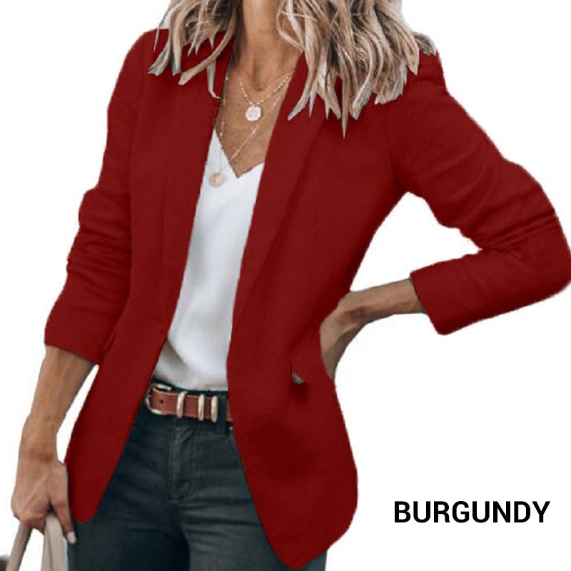 💃Veste élégante à boutons à revers de couleur unie et douce💞