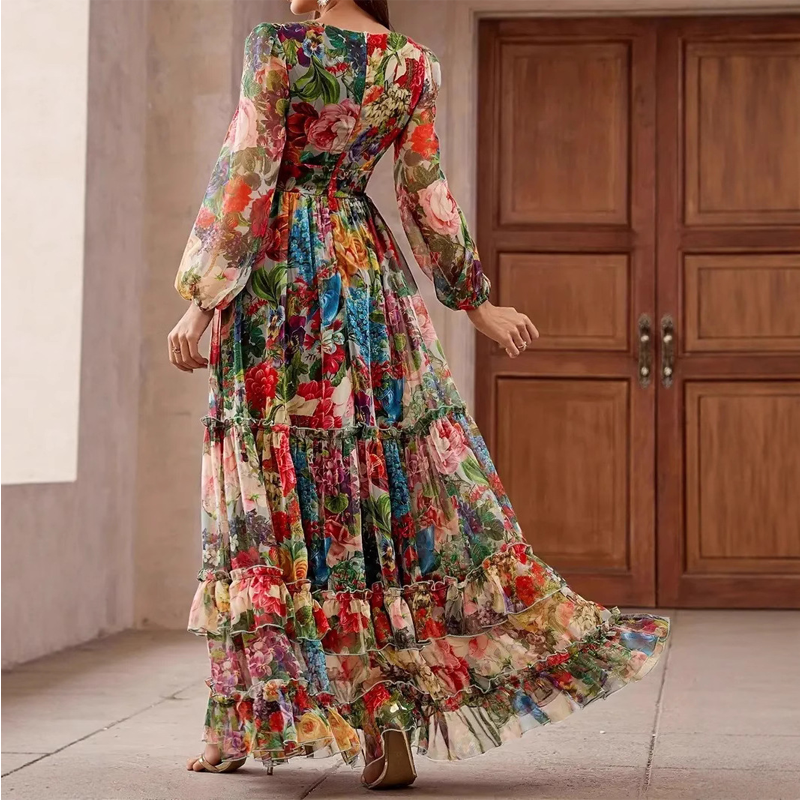 💐50% DE RÉDUCTION ! Robe Légère & Aérienne – Imprimé Floral, Col V 🌸☁️【Prix Exceptionnel】