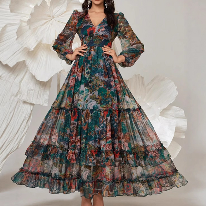💐50% DE RÉDUCTION ! Robe Légère & Aérienne – Imprimé Floral, Col V 🌸☁️【Prix Exceptionnel】
