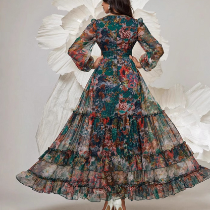 💐50% DE RÉDUCTION ! Robe Légère & Aérienne – Imprimé Floral, Col V 🌸☁️【Prix Exceptionnel】