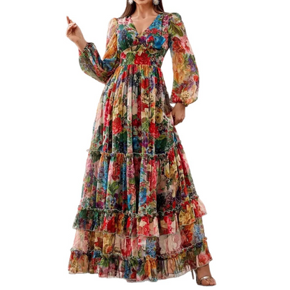 💐50% DE RÉDUCTION ! Robe Légère & Aérienne – Imprimé Floral, Col V 🌸☁️【Prix Exceptionnel】