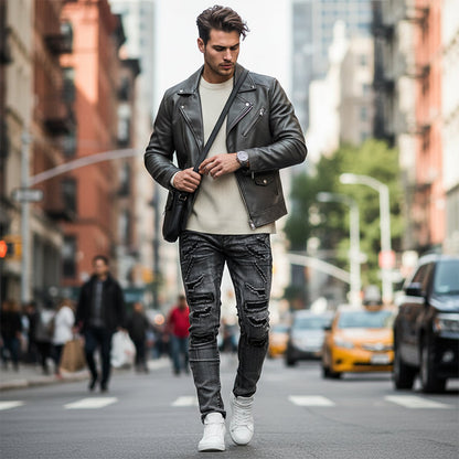 Jean slim homme effet usé déchiré