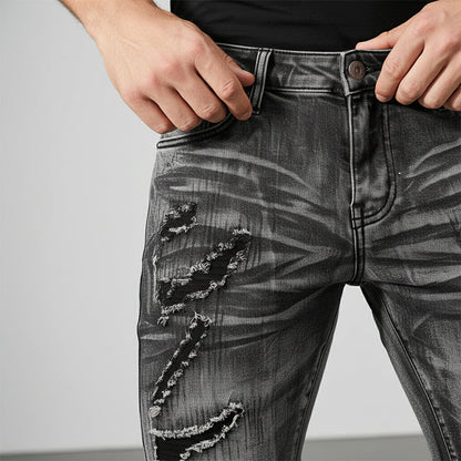 Jean slim homme effet usé déchiré