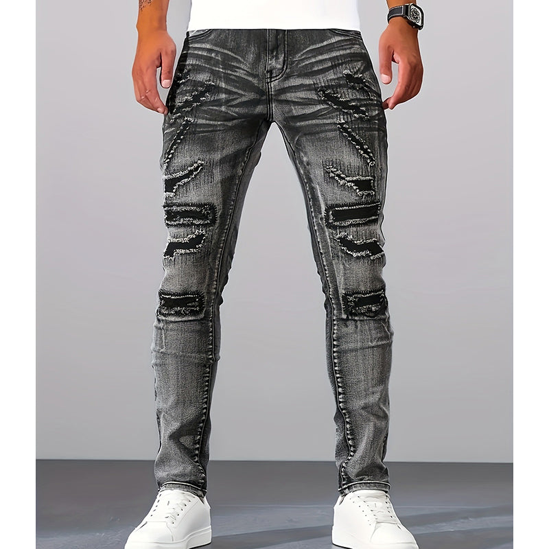 Jean slim homme effet usé déchiré