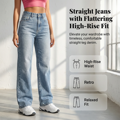 💎 -50% SUR LE JEAN FEMME TAILLE HAUTE ! 💎 Coupe Droite, Effet Amincissant & Denim Rétro Respirant