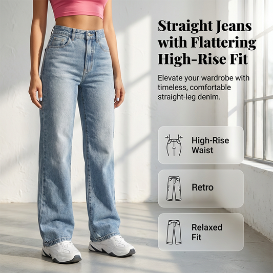 💎 -50% SUR LE JEAN FEMME TAILLE HAUTE ! 💎 Coupe Droite, Effet Amincissant & Denim Rétro Respirant