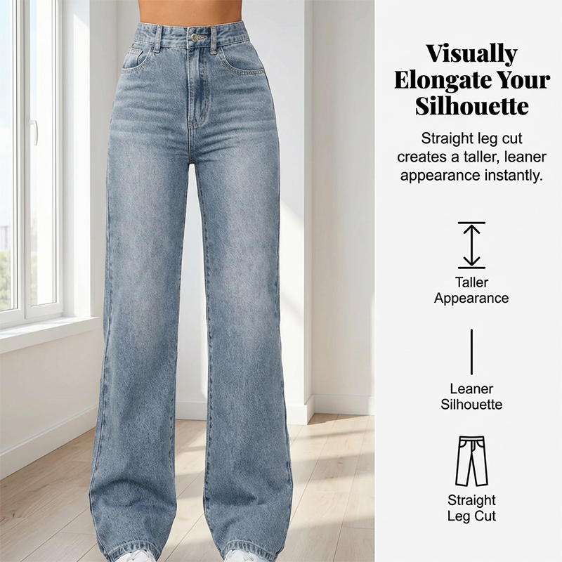 💎 -50% SUR LE JEAN FEMME TAILLE HAUTE ! 💎 Coupe Droite, Effet Amincissant & Denim Rétro Respirant