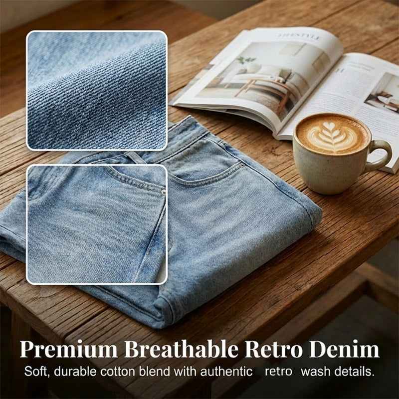 💎 -50% SUR LE JEAN FEMME TAILLE HAUTE ! 💎 Coupe Droite, Effet Amincissant & Denim Rétro Respirant