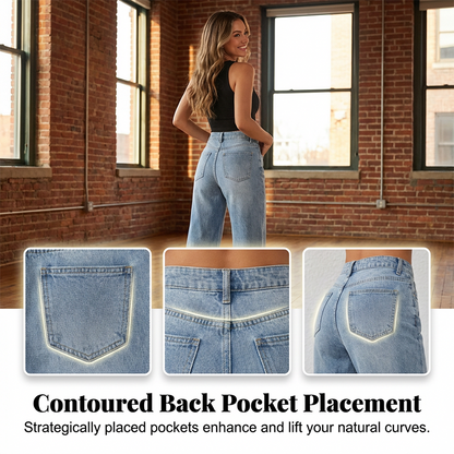💎 -50% SUR LE JEAN FEMME TAILLE HAUTE ! 💎 Coupe Droite, Effet Amincissant & Denim Rétro Respirant