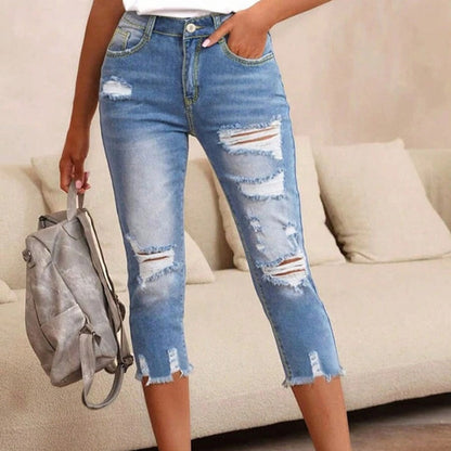💎 -50% SUR LE JEAN DÉCHIRÉ OURLET BRUT ! 💎 Style Streetwear, Coupe 3/4 & Coton Doux pour un Look Audacieux 👖
