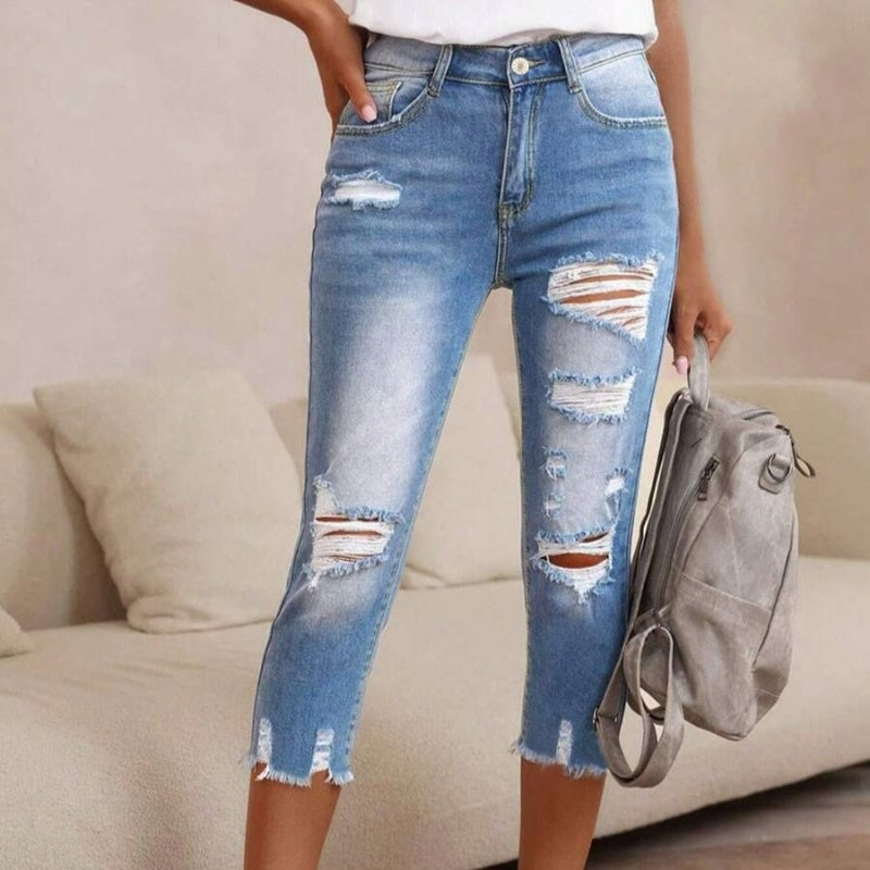 💎 -50% SUR LE JEAN DÉCHIRÉ OURLET BRUT ! 💎 Style Streetwear, Coupe 3/4 & Coton Doux pour un Look Audacieux 👖