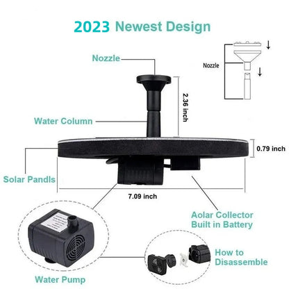 🔥Hot Sales 56% OFF🔥Fontaine solaire, pompe à eau submersible pour bain d'oiseaux avec 4 buses et panneau solaire de 1,4 W, idéale pour l'arrosage extérieur de bassins, piscines, jardins et aquariums.