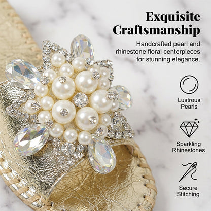 Sandales à enfiler femme ornées de perles et strass