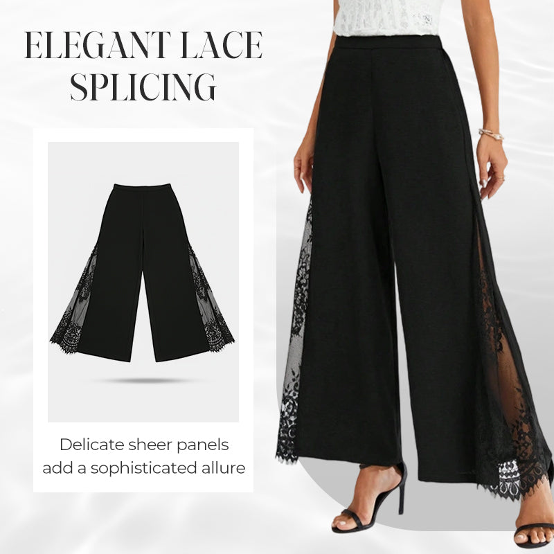 📢📢50 % de réduction !! ⏰Pantalon large à taille haute en dentelle à motifs floraux pour femme