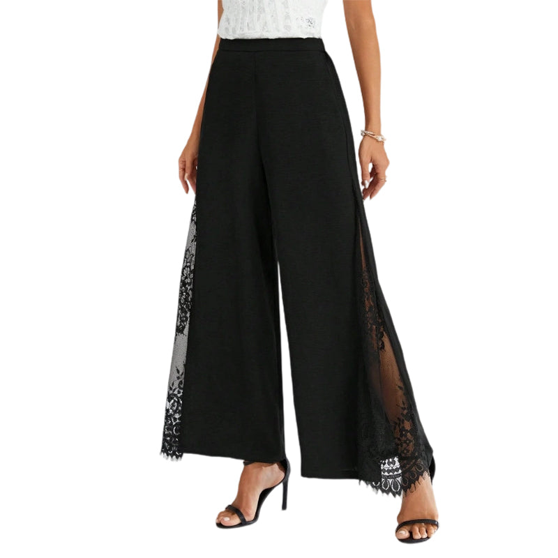 📢📢50 % de réduction !! ⏰Pantalon large à taille haute en dentelle à motifs floraux pour femme