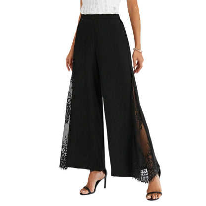 📢📢50 % de réduction !! ⏰Pantalon large à taille haute en dentelle à motifs floraux pour femme