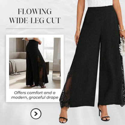📢📢50 % de réduction !! ⏰Pantalon large à taille haute en dentelle à motifs floraux pour femme