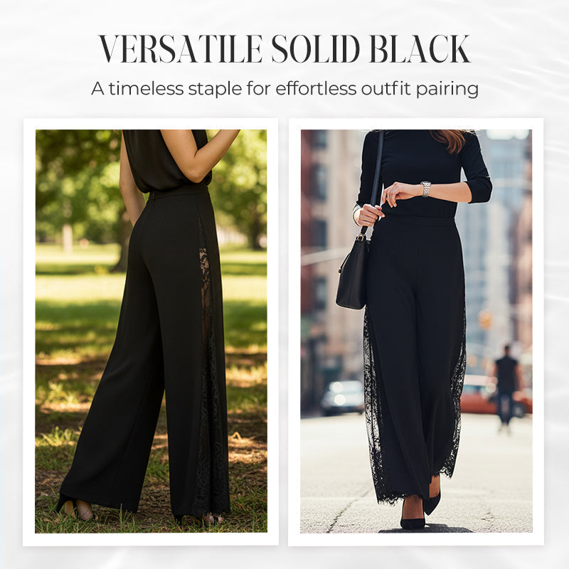 📢📢50 % de réduction !! ⏰Pantalon large à taille haute en dentelle à motifs floraux pour femme