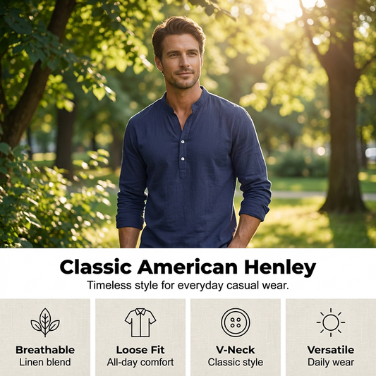 📢📢50 % de réduction !! ⏰T-shirt Henley décontracté pour homme, style automnal