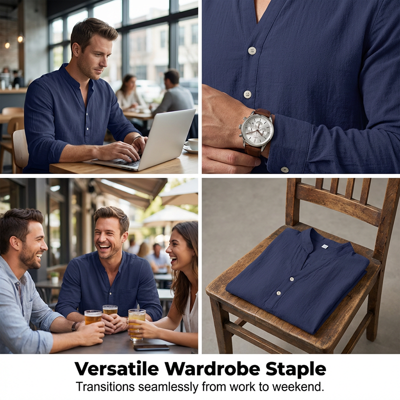 📢📢50 % de réduction !! ⏰T-shirt Henley décontracté pour homme, style automnal