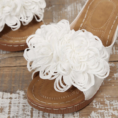 Sandales Compensées Femme à Appliqué Floral