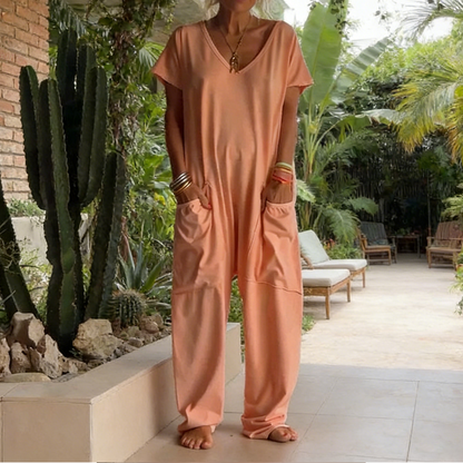 🔥Nouveau modèle 2026🔥 Combinaison décontractée oversize à col en V – Tissu doux, coupe ajustée et tendance