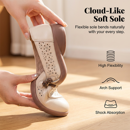 Mocassins femme en cuir respirant avec découpes