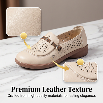 Mocassins femme en cuir respirant avec découpes