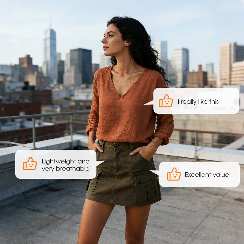 👕60 % DE RÉDUCTION 🏃T-shirt à col en V en coton et lin pour femme