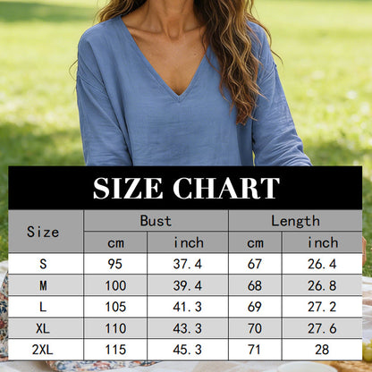 👕60 % DE RÉDUCTION 🏃T-shirt à col en V en coton et lin pour femme
