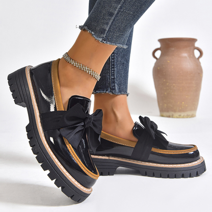 Mocassins Élégants à Talon Épais pour Femme avec Nœud
