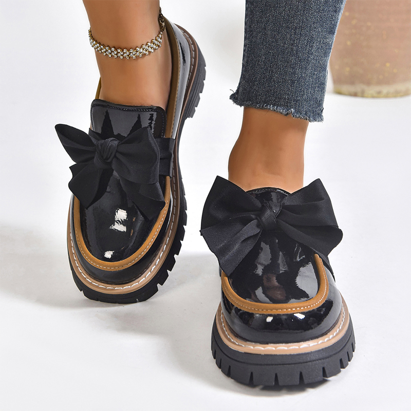 Mocassins Élégants à Talon Épais pour Femme avec Nœud