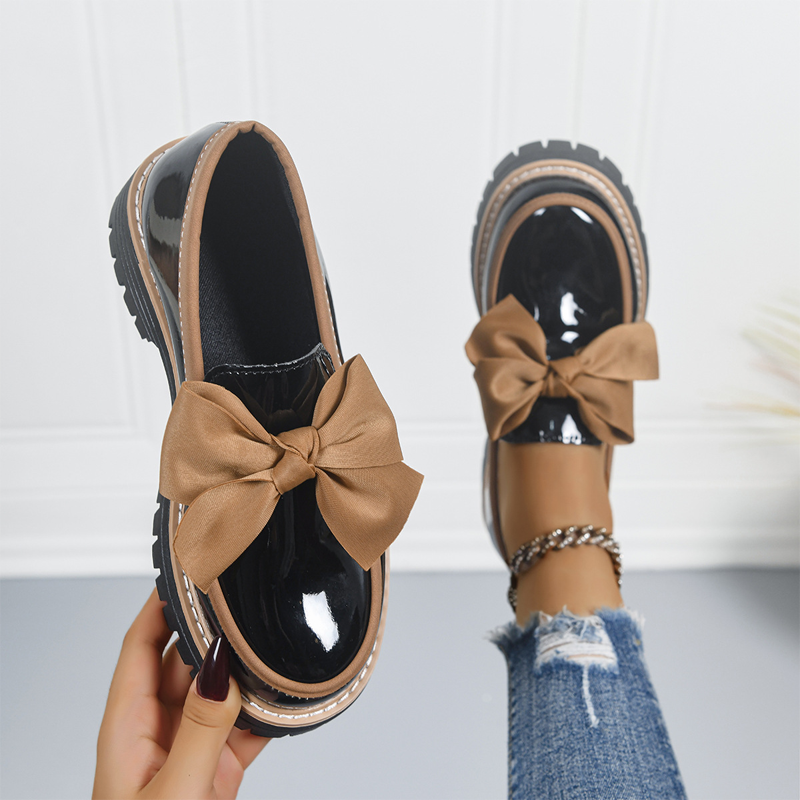 Mocassins Élégants à Talon Épais pour Femme avec Nœud