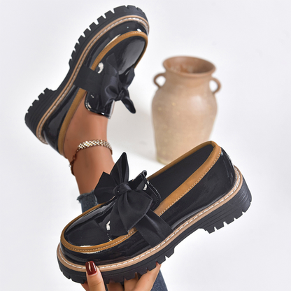 Mocassins Élégants à Talon Épais pour Femme avec Nœud