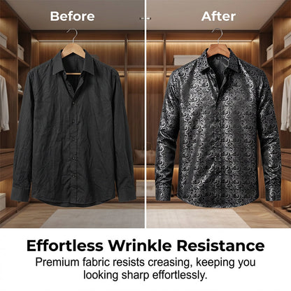 💎 -50% SUR LA CHEMISE IMPRIMÉE DAMASQUÉE ! 💎 Coupe Ajustée, Texture Soie & Col Impeccable ✨
