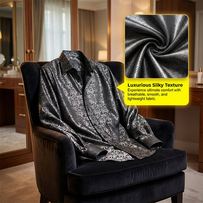 💎 -50% SUR LA CHEMISE IMPRIMÉE DAMASQUÉE ! 💎 Coupe Ajustée, Texture Soie & Col Impeccable ✨