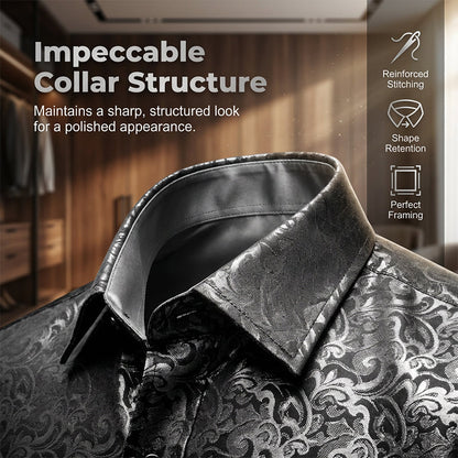 💎 -50% SUR LA CHEMISE IMPRIMÉE DAMASQUÉE ! 💎 Coupe Ajustée, Texture Soie & Col Impeccable ✨