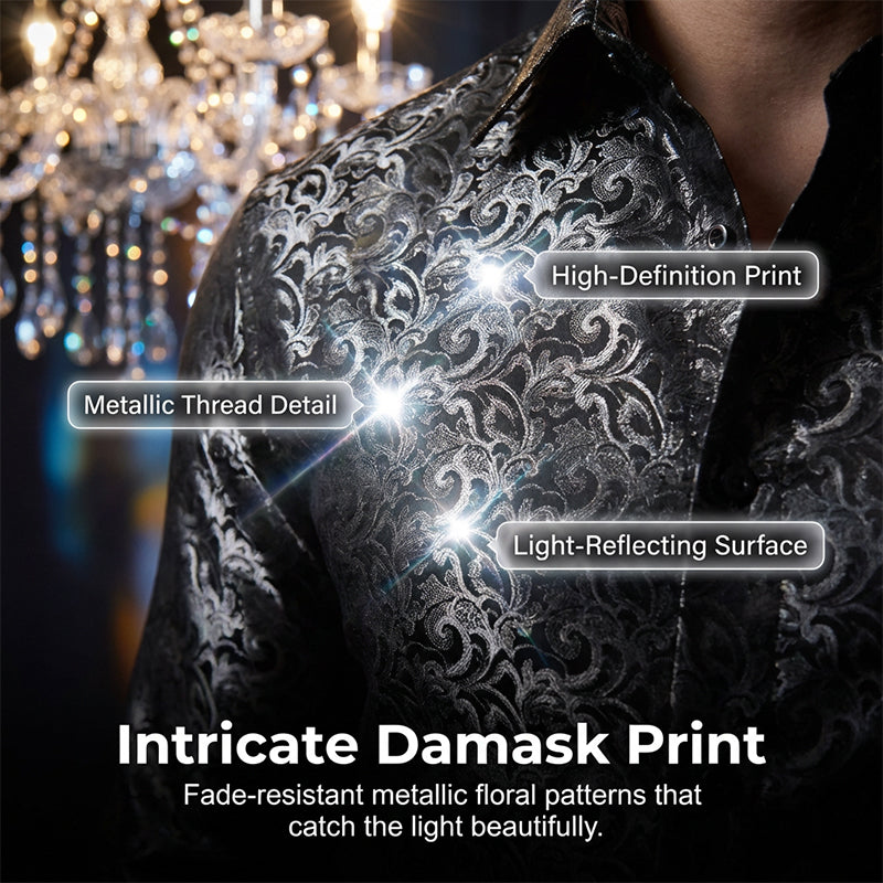 💎 -50% SUR LA CHEMISE IMPRIMÉE DAMASQUÉE ! 💎 Coupe Ajustée, Texture Soie & Col Impeccable ✨