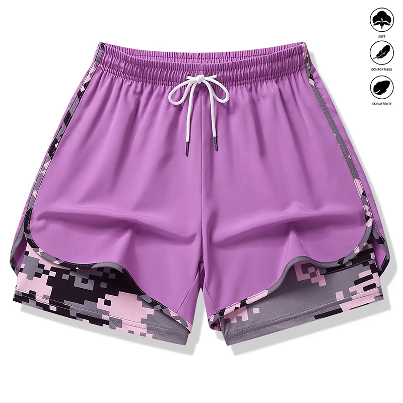 🩳 -50% SUR LE SHORT DE SPORT 2-EN-1 ! 🔥🎗️ Matière respirante, doublure camouflage & poches pour femme 🏃‍♀️✨