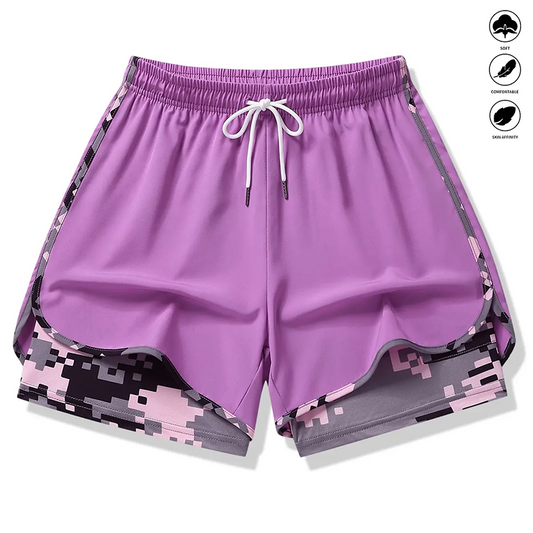 🩳 -50% SUR LE SHORT DE SPORT 2-EN-1 ! 🔥🎗️ Matière respirante, doublure camouflage & poches pour femme 🏃‍♀️✨