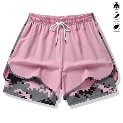 🩳 -50% SUR LE SHORT DE SPORT 2-EN-1 ! 🔥🎗️ Matière respirante, doublure camouflage & poches pour femme 🏃‍♀️✨