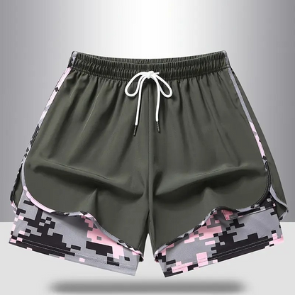 🩳 -50% SUR LE SHORT DE SPORT 2-EN-1 ! 🔥🎗️ Matière respirante, doublure camouflage & poches pour femme 🏃‍♀️✨