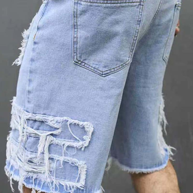 🩳🔥 PROMO FLASH 50% ! Short Jean Homme Déchiré & Effiloché – Tissu Coton Respirant, Coupe Droite, Ourlet Brut, Style Urbain & Décontracté pour l'Été & Festivals ✨