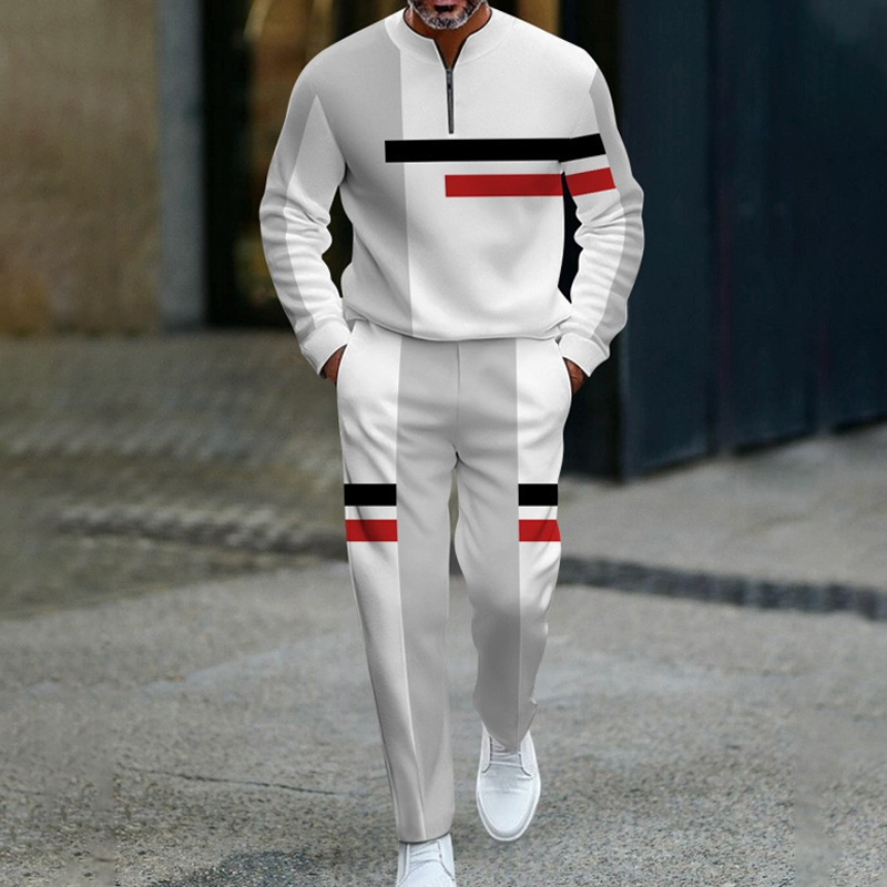 🔥NOUVEAUTÉ 2026 - 50 % DE RÉDUCTION🔥Ensemble de survêtement à demi-zip pour homme, motif color block