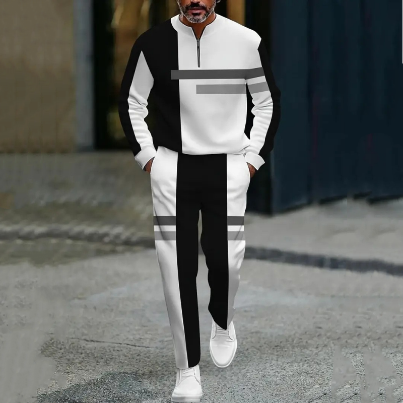 🔥NOUVEAUTÉ 2026 - 50 % DE RÉDUCTION🔥Ensemble de survêtement à demi-zip pour homme, motif color block