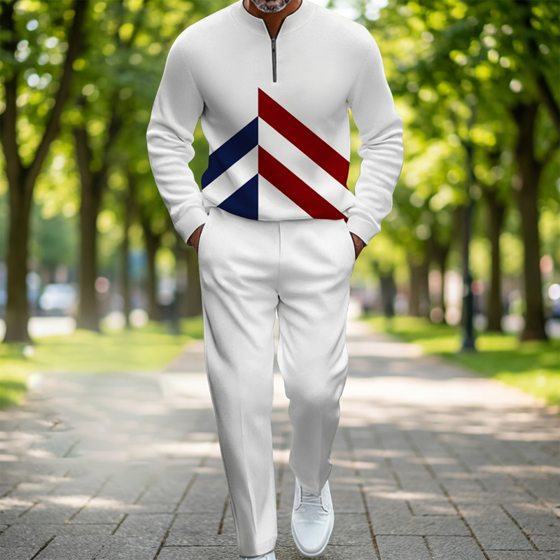 🔥NOUVEAUTÉ 2026 - 50 % DE RÉDUCTION🔥Ensemble de survêtement à demi-zip pour homme, motif color block
